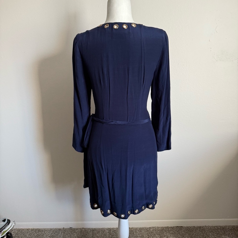 Lovers + Friends Crush Dress Long Sleeve Navy Wrap Dress Mini - Picture 5 of 8